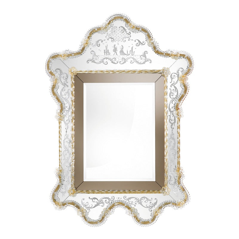 San clemente Murano Mirror Engraved in Venetian Style