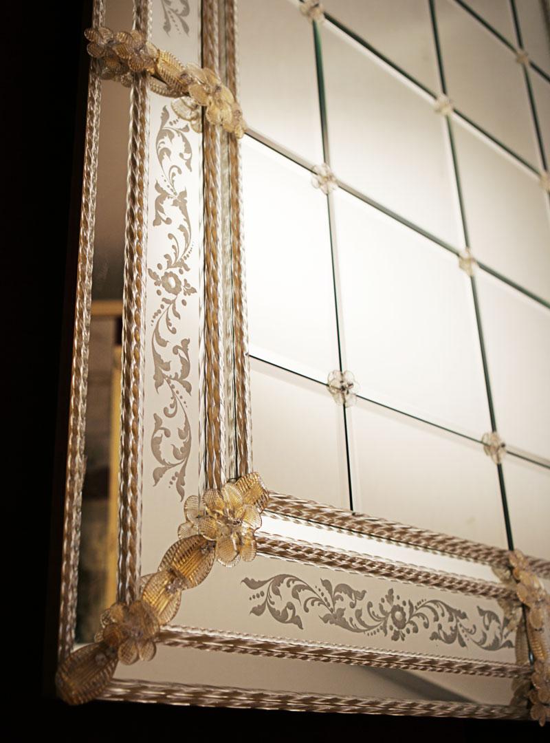Murano Horizontal Mirror Crystal Gold