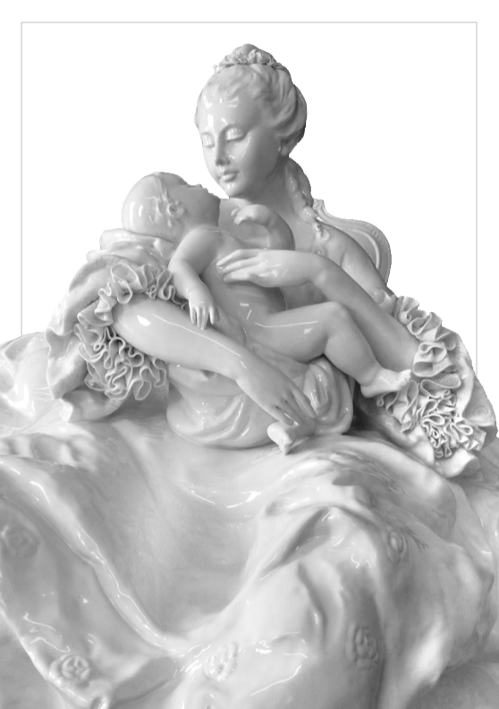 Lady with Baby Porcelain Sculpture
