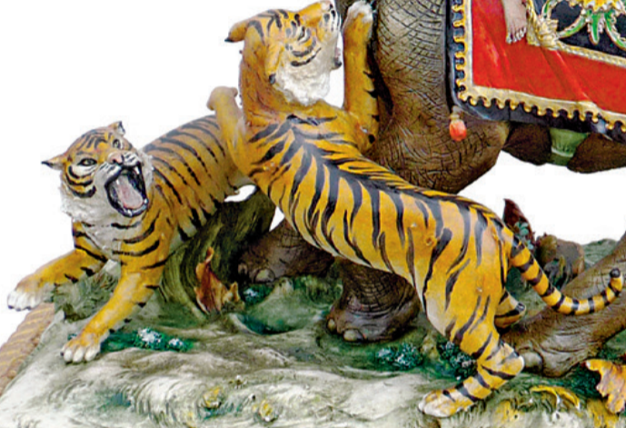 Tiger Hunting Porcelain Sculpture