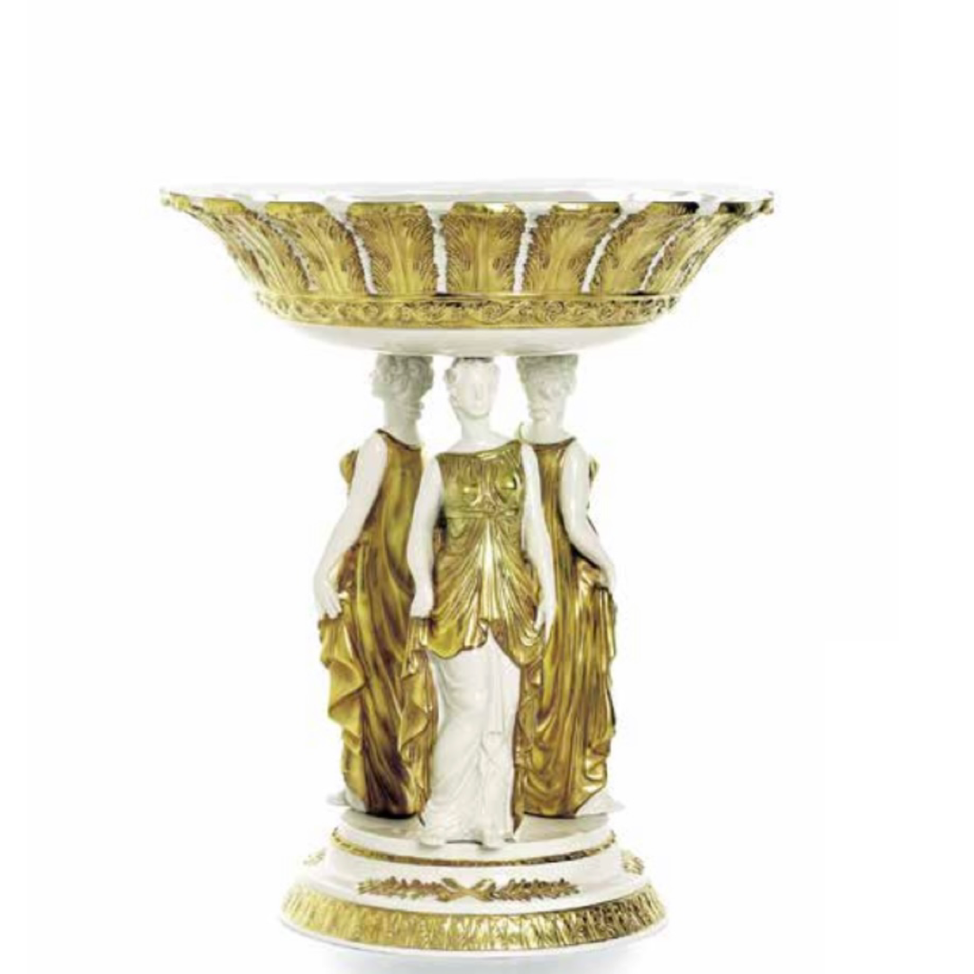 Grande Impero Big Size Oval Cup with 3 Caryatids