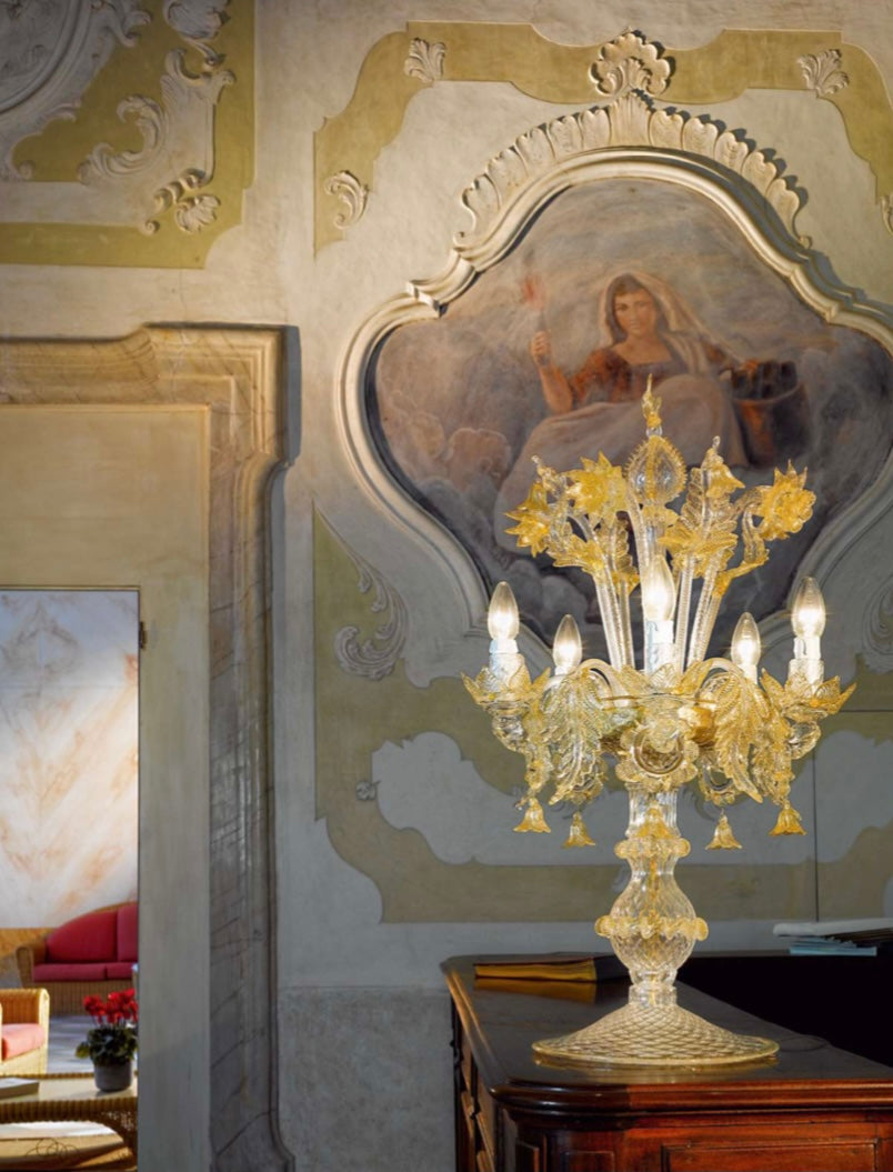Arte Veneziana hand-blown Murano 5-Light Table Lamp